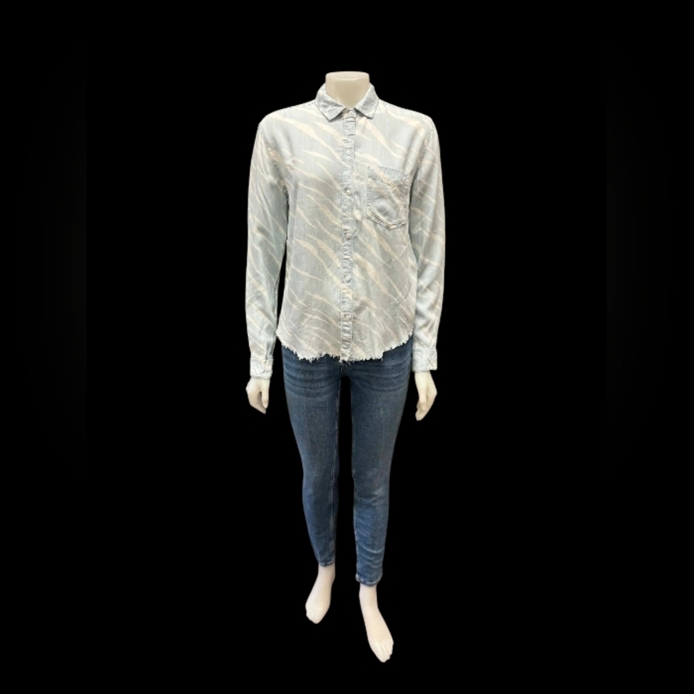 Rails Button Down Ingrid Raw Light Vintage Zebra Denim Size Small EUC